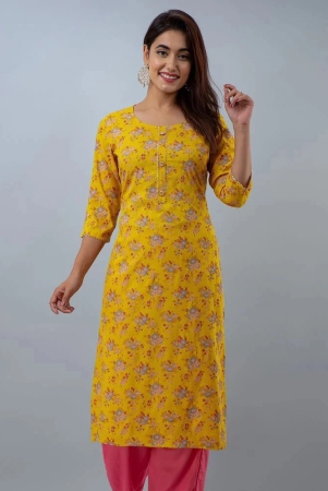 doriya-rayon-printed-34th-sleeves-straight-yellow-kurti-single-none