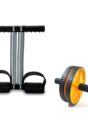 combo-double-spring-tummy-trimmer-and-double-wheel-ab-roller-combo-for-abs-core-abdominal-workout-back-exercise-multi-color