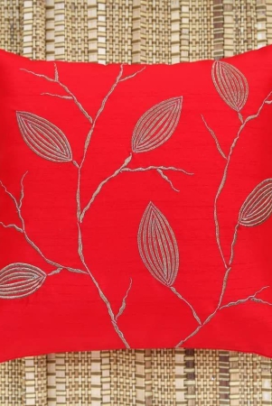 ANS Red Dry Leaves Emb cushion cover with Gold Piping at Sides