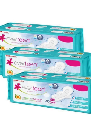 everteen-xl-sanitary-napkin-pads-with-neem-and-safflower-cottony-dry-top-layer-for-women-3-packs-20-pads-280mm-each