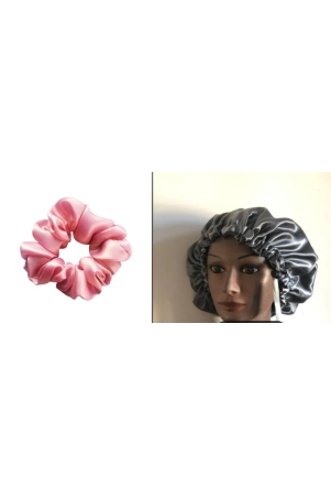 satin-hair-bonnet-with-ribbon-prolixrs-pink-scrunchies-pack-of-3-hair-care-set-by-bollywood-stylist-savio-john-pereira-satin-hair-bonnet-prolixr-pink-scrunchies-pack-hair-care-set-for-soft