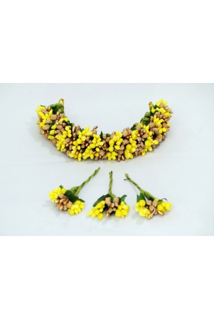 shg-fashion-art-handmade-yellow-artificial-veni-flowers-with-3-pins-yellow-with-gold