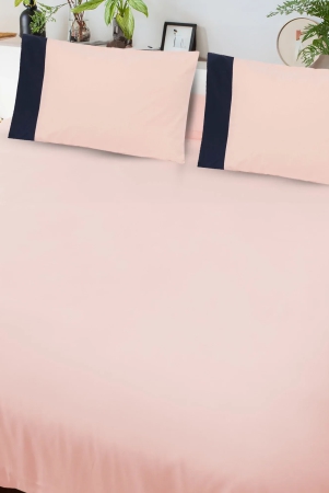 solid-colour-100-cotton-270-tc-king-bedsheet-with-2-colour-accent-pillow-covers-peach