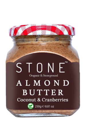 stone-gourmet-keto-vegan-organic-all-natural-almond-butterbadam-with-coconut-cranberries-stone-ground-250-gm