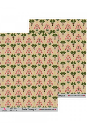 iCraft Insta Transfer Sheets Beige Background with Floral Patterns - 7X10 - IT 5094