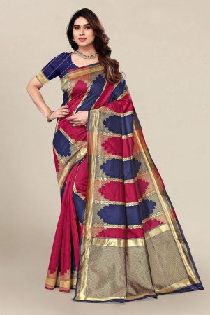 om-shantam-sarees-navy-blue-banarasi-silk-saree-with-blouse-piece-pack-of-1-navy-blue