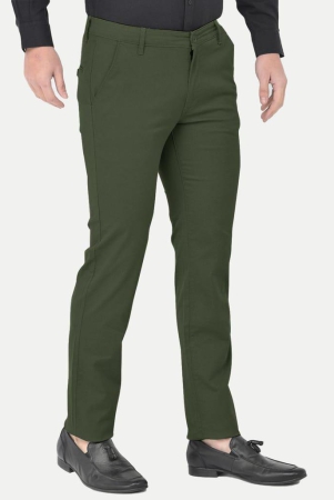 Mens Green Solid Chinos Trousers
