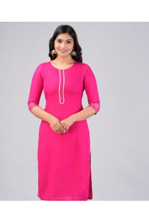 mauka-rayon-solid-straight-womens-kurti-pink-pack-of-1-none