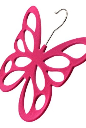 connectwide-flocking-butterfly-type-hanger-flocking-plastic-scarves-hangers-for-tie-scarf-holders-butterfly-design-with-velvet-flocculation-non-slip-flocked-scarf-tie-belt-clothes-wardrobe-holder-hook-hanger-12-openings-29-x-235-cm-pink