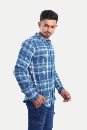 Men Blue Checked Regular Fit Casual cotton Shirt