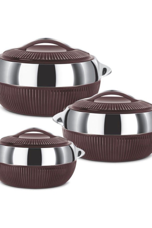 milton-fiesta-insulated-casserole-brown-set-of-3-stainless-steel-striped-brown-silver