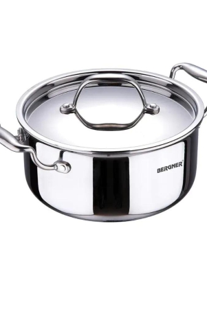 bergner-argent-tri-ply-stainless-steel-casserole-with-stainless-steel-lid-gas-induction-compatible-silver-1-pc-5300-ml