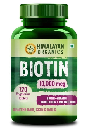 Himalayan Organics Biotin 10,000 mcg Supplement with Keratin, Amino Acids & Multivitamin 120 Tablet