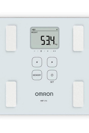 omron-hbf-214-digital-full-body-composition-monitor-with-4-user-guest-mode-feature-to-monitor-bmi-body-age-vesceral-fat-level-body-fat-skeletal-muscle-percentage-white