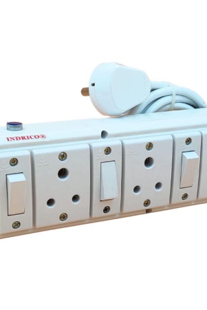 INDRICO Extension Board with Individual Switch 6 Way (Max. Rating 1200W) PVC White Pack of 1