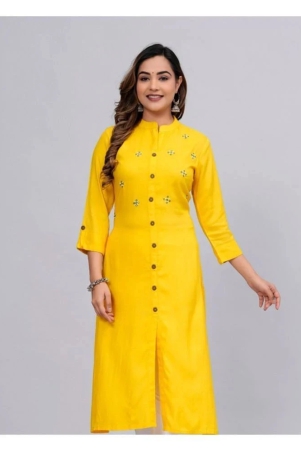 mauka-rayon-embellished-front-slit-womens-kurti-yellow-pack-of-1-none