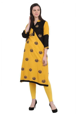 saakaa-yellow-rayon-womens-straight-kurti-m