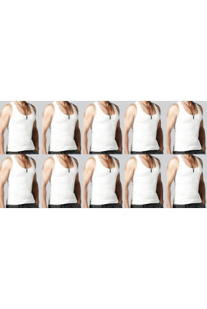 Sassy Cotton Sleeveless White Vests (Combo OF 10)