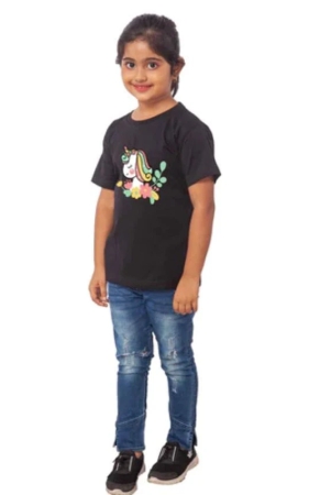 girls-cotton-unicorn-face-half-sleeve-tshirt-black-pid41487