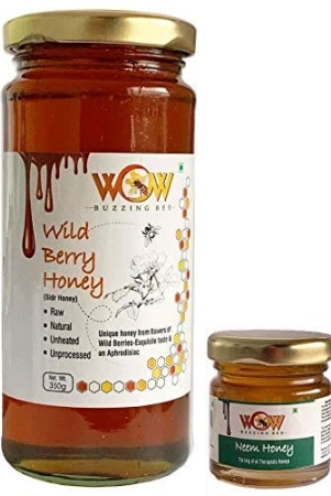 wow-buzzing-bee-raw-honey-wild-berry-neem-pack-of-2-1-350-gr-and-1-55-gr