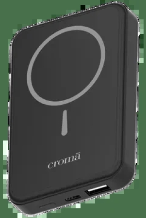 croma-10000-mah-225w-fast-charging-magnetic-wireless-power-bank1-type-a-1-type-c-ports-metal-casing-multi-layer-protection-black