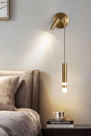 Hdc Modern Long Gold Led Wall Lamp With Spot For Bedside Bathroom Mirror Light- Warm White
