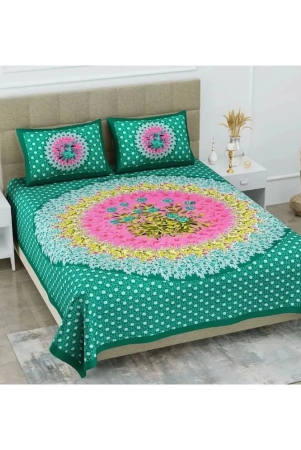 frionkandy-living-cotton-floral-double-bedsheet-with-2-pillow-covers-sea-green-sea-green