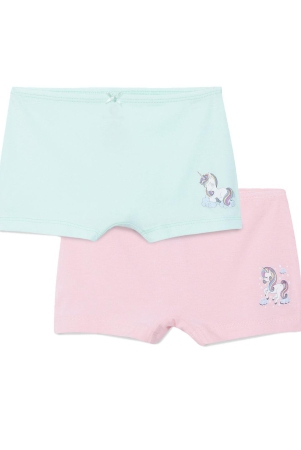 girls-shorties-green-pink-unicorn-print-pack-of-2-11-12-years