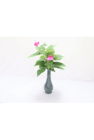 khurja-pottery-flower-vase-bottle-shape-green-colour-10-inches