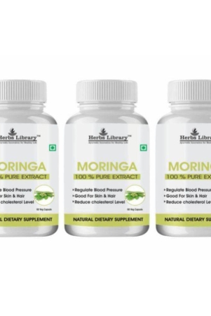 Herbs Library Moringa Extract helps in maintaing Metabolism & Digestion 60 Capsules Each (Pack of 3)