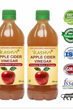 Kashvy Apple Cider Vinegar for Healthy Digestion, 1000 ml Unflavoured Pack of 2