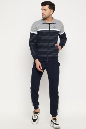Wild West Navy Blue Fleece Regular Fit Striped Mens Sports Tracksuit ( Pack of 1 ) - None