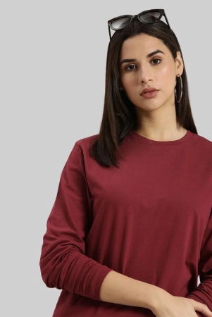 ppthefashionhub-maroon-cotton-blend-loose-fit-womens-t-shirt-pack-of-1-none