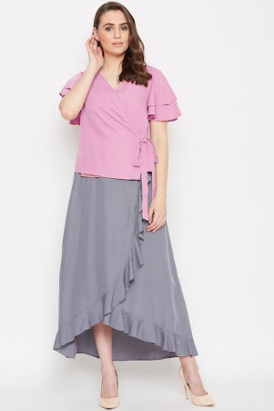 Women Wrap Top and Ruffled Skirt