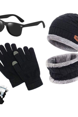 thriftkart-mens-womens-woolen-cap-with-neck-mufflerneckwarmer-and-assorted-color-unisex-sunglasses-and-woolen-knitted-hand-gloves-one-size