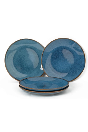 reactive-handpainted-premium-ceramic-4-small-plates-quarter-plates-stoneware-microwave-and-dishwasher-safe-pack-of-4-greenish-blue