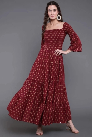 antaran-cotton-printed-ankle-length-womens-gown-maroon-pack-of-1-none