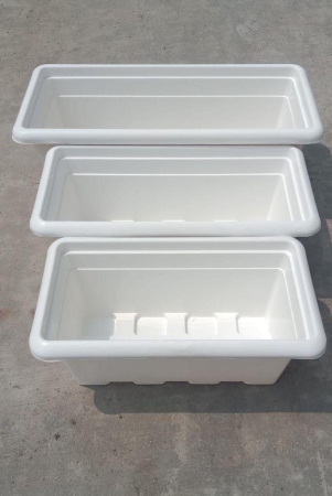 Set of 3 - 17, 20 & 24 Inch White Rectangular Window Plastic Planter