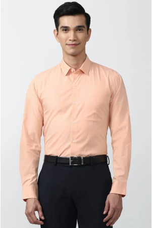 Men Peach Slim Fit Formal Full Sleeves Formal Shirt