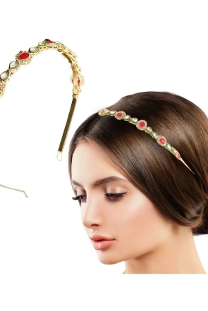 lykaa-diamond-kundan-headband-elegant-tiara-indian-wedding-hair-accessories-for-women-1-pcs-gold