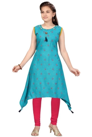 aarika-turquoise-cotton-girls-kurti-legging-set-pack-of-1-none