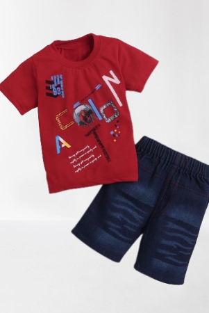 dkgf-fashion-red-cotton-boys-t-shirt-shorts-pack-of-1-none