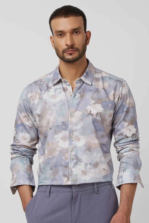 lilac-floral-print-slim-fit-casual-shirt