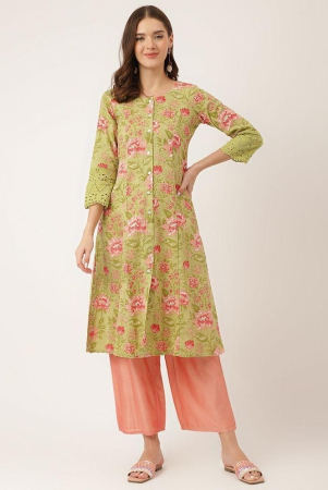 divena-green-cotton-womens-front-slit-kurti-pack-of-1-none