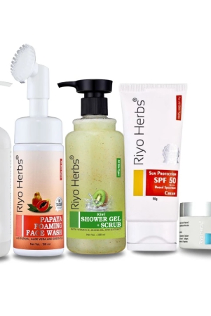 hair-shampooargan-shower-gelkiwi-papaya-foaming-facewash-water-cream-spf50-cream-combo