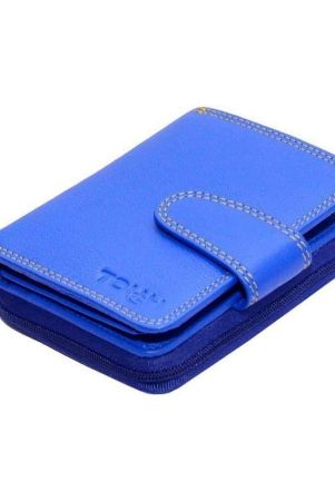 Tough Women Blue Genuine Leather Wallet - Regular Size (11 Card Slots) - Blue