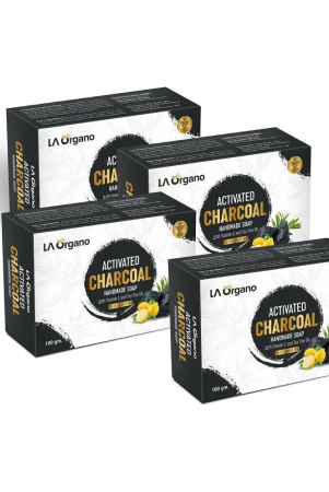 la-organo-charcoal-handmade-natural-bath-bar-soap-bathing-bar-100-g-pack-of-4