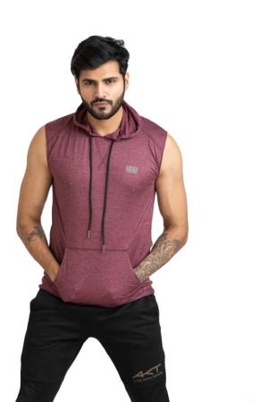 men-solid-hooded-neck-polyester-maroon-t-shirt