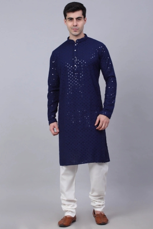 men-navy-blue-chikankari-embroidered-and-sequence-kurta-with-churidar-s-navy-blue