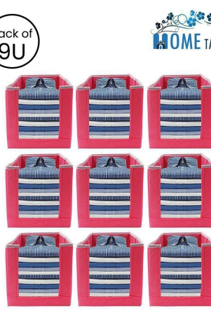 hometales-non-woven-shirt-stacker-cloth-organizer-pack-of-9-pink